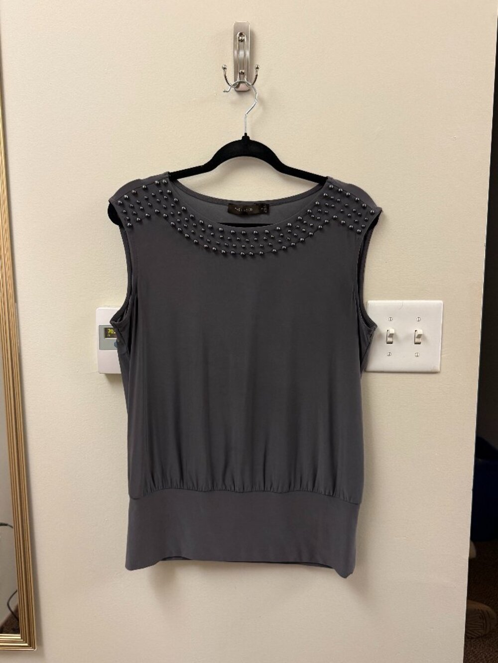 dark grey blouse